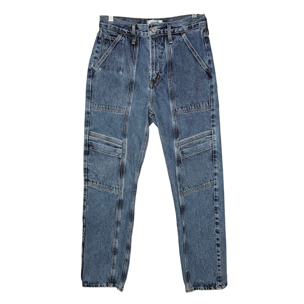 Agolde Cooper Cargo Jeans Womens‎ 25 Blue Straight Leg High Rise A9120-1141